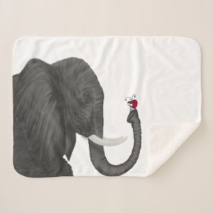 Adorable Elephant and Cute Ladybug Sherpa Blanket