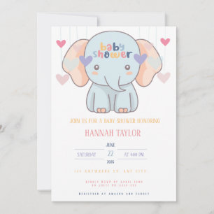 Adorable Elephant Baby Shower Invitation