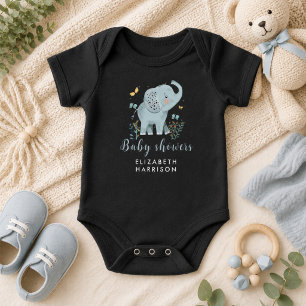Adorable Elephant Blue Baby Boy Shower Bodysuit