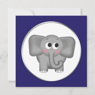 Adorable Elephant - Blue Baby Shower Invitations