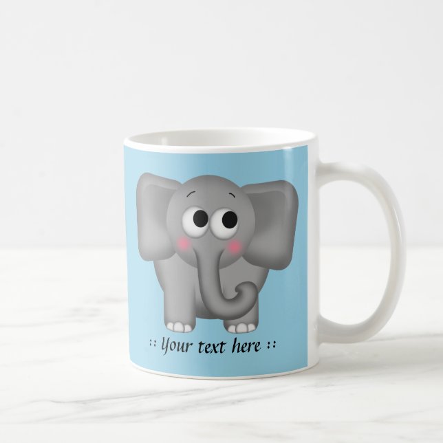 Adorable Elephant - Blue Personalized Mug (Right)