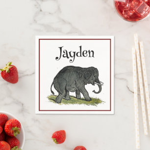 Adorable Elephant Cartoon, Cute Funny Zoo Friend Napkin