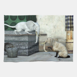 Adorable Elephant Cats Kitchen Towel