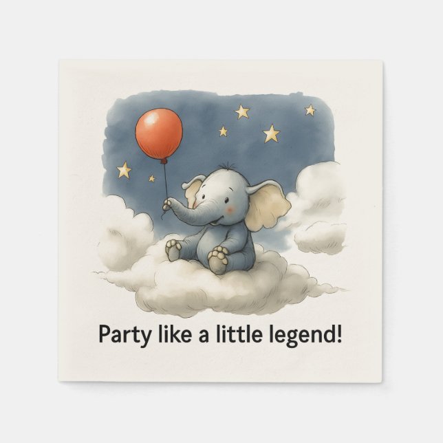 🎈Adorable Elephant Celebration Napkins 🐘✨ (Front)
