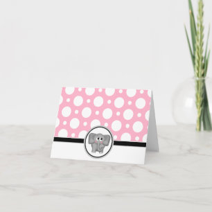 Adorable Elephant custom Pink Polka Dot Card