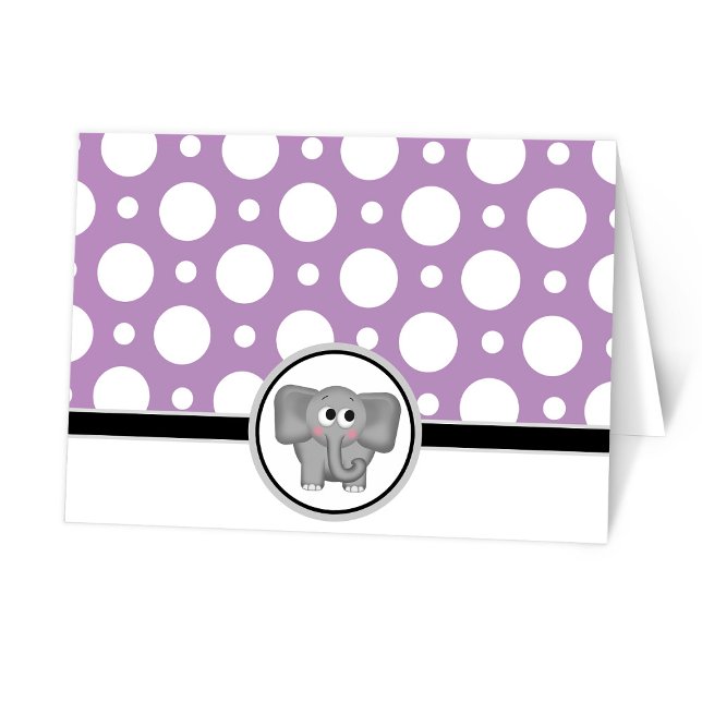 Adorable Elephant custom Purple Polka Dot Card (Creator Uploaded)