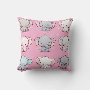 Adorable Elephant Design Collection for Cute Home  Throw Pillow