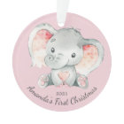 Adorable Elephant Girls First Christmas Ornament