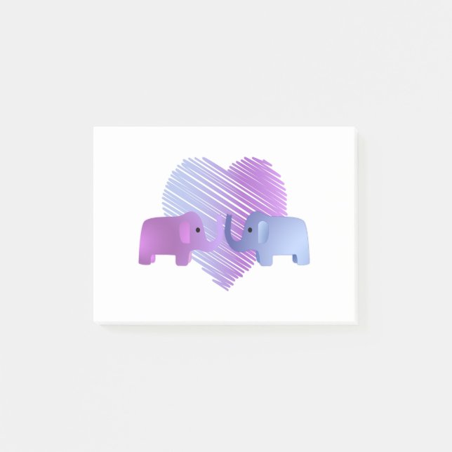 Adorable Elephant Love Post-it Notes (Front)