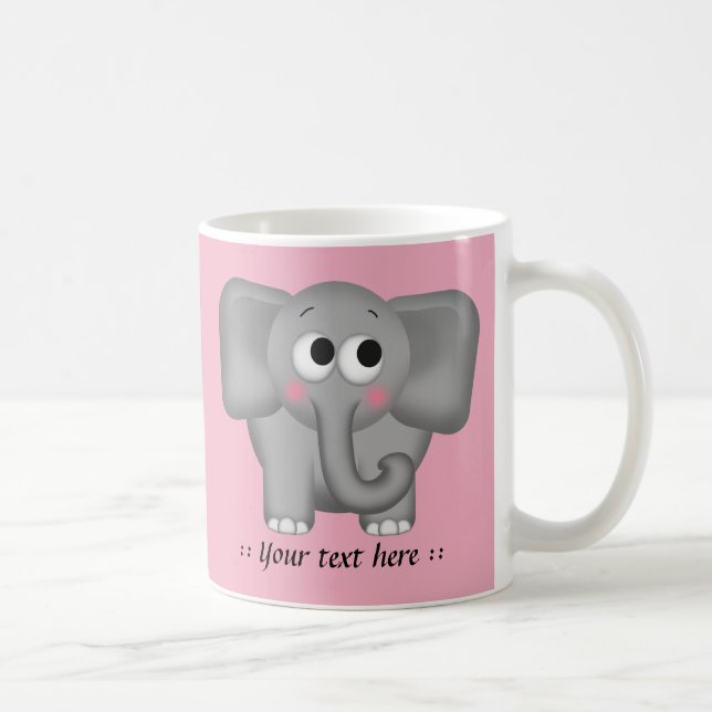 Adorable Elephant - Pink Personalized Mug (Right)