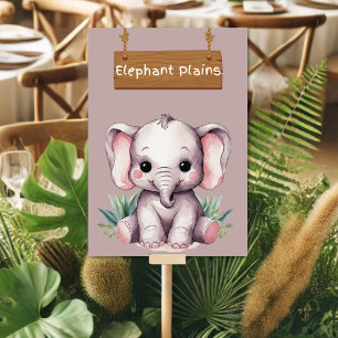 Adorable Elephant Plains Jungle Safari Table Sign Table Number