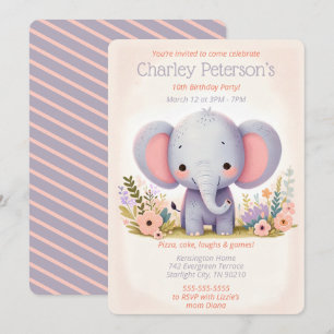 Adorable Elephant Themed Birthday Party for Kids Invitation