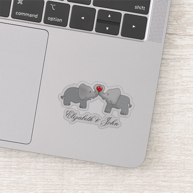 Adorable Elephants In Love - Personalized (Detail)