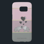 Adorable Elephants In Love    -Personalized Samsung Galaxy S7 Case<br><div class="desc">Adorable elephants in love on colourful  striped with your name.</div>