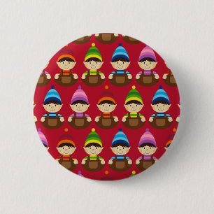 Adorable Elves Christmas Button