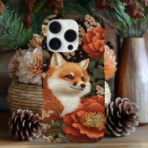 Adorable embroidered look Fox & Flowers