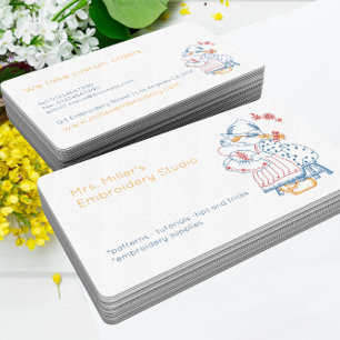 Adorable Embroidery Stitches Pattern Business Card