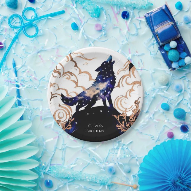 Adorable Enchantment Wolf Birthday Paper Plate (Party)