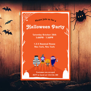 Adorable Enfants Halloween Costume Fête Invitation