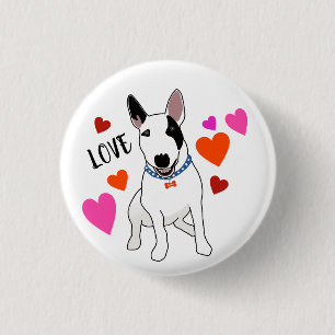 Adorable English Bull Terrier sends his love 1 Inch Round Button