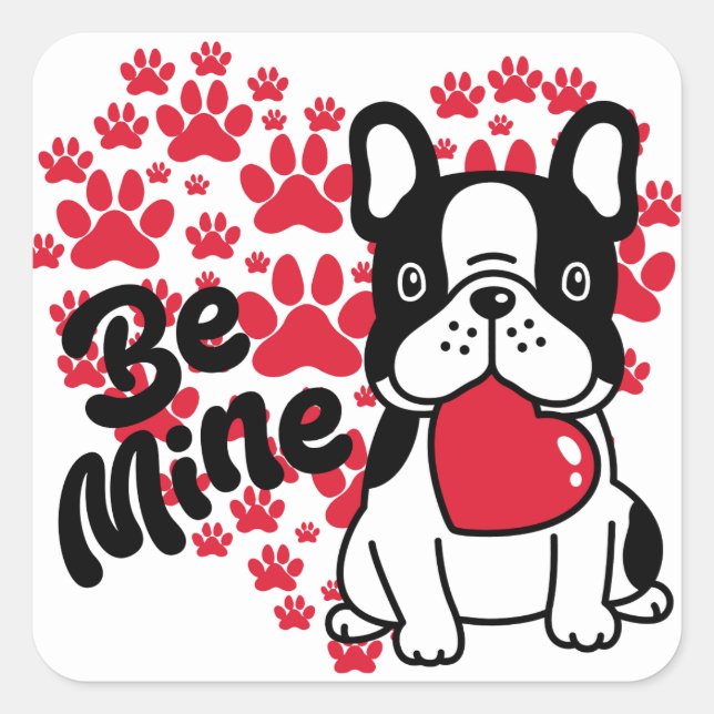 Adorable Être Mine Saint Valentin Sticker chien (Devant)