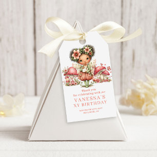 Adorable Fairy 1st Birthday Pink Floral Favor Gift Tags