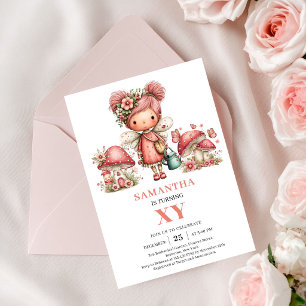 Adorable Fairy 1st Birthday Pink Floral Party Invi Invitation