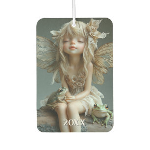 Adorable Fairy Figurine Pretty Wings Green Frogs Air Freshener