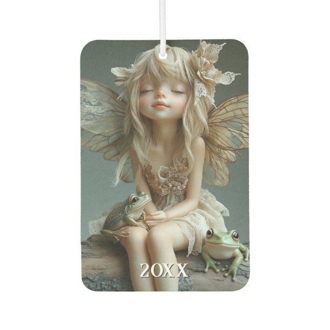 Adorable Fairy Figurine Pretty Wings Green Frogs Air Freshener (Front)