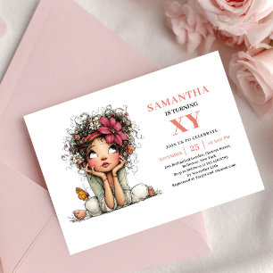 Adorable Fairy Girl 2nd Birthday Floral Pink  Invitation