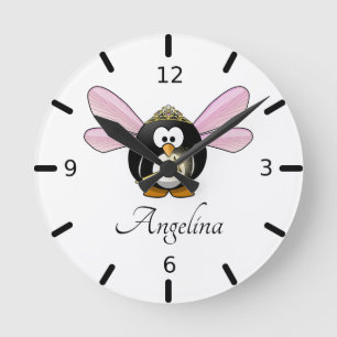 Adorable Fairy Penguin Round Clock