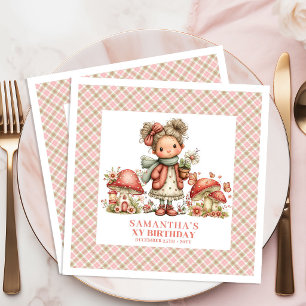 Adorable Fairy Pink Flowers Whimsy Birthday Napkin