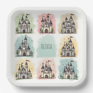 Adorable Fairy Tale Castle Doodles Paper Plate