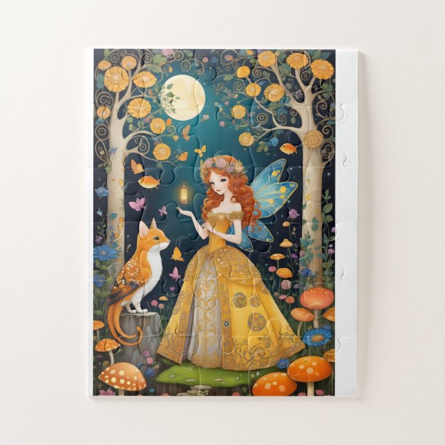 Adorable fairyland characters in a fantasy land jigsaw puzzle (Vertical)