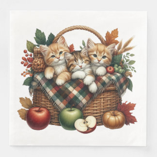 ADORABLE FALL AUTUMN THEMED KITTENS & CATS NAPKIN