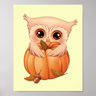 Adorable Fall Baby Owl Poster