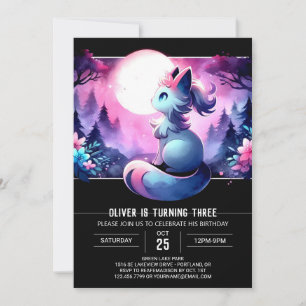 Adorable Fantasy Cat Birthday Invitation
