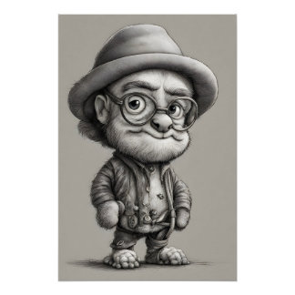 Adorable Fantasy Creature Wearing a Jacket and Hat Poster