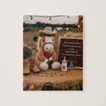 Adorable farm themed  pregnancy announcement jigsaw puzzle<br><div class="desc">Celebrate the joy of new beginnings with our rustic farm-themed pregnancy announcement! Featuring an adorable horse plushy and a customizable letter board, this unique announcement captures the charm of country living. Personalize it with your own message and share the exciting news in style. The included editable ultrasound frame allows you...</div>