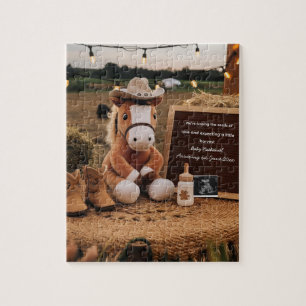 Adorable farm themed pregnancy announcement jigsaw puzzle