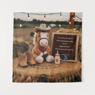 Adorable farm themed  pregnancy announcement tapestry