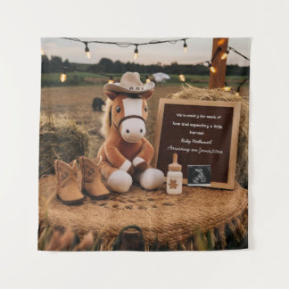 Adorable farm themed  pregnancy announcement tapestry