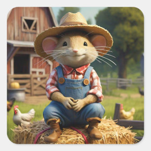 Adorable Farmer Mouse Sticker