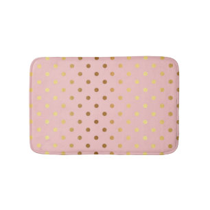 Adorable  Faux Gold Polka Dots Flowers Bath Mat