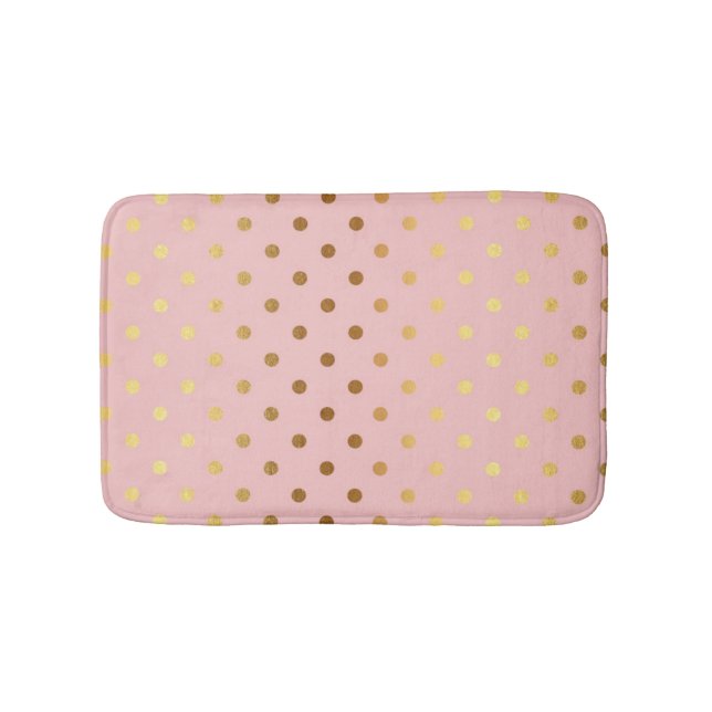 Adorable  Faux Gold Polka Dots Flowers Bath Mat (Front)