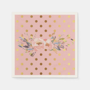 Adorable  Faux Gold Polka Dots Flowers Napkin