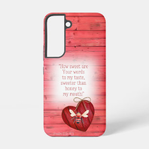 Adorable Faux Red Wood Red Heart Orange Bee Faith Samsung Galaxy Case