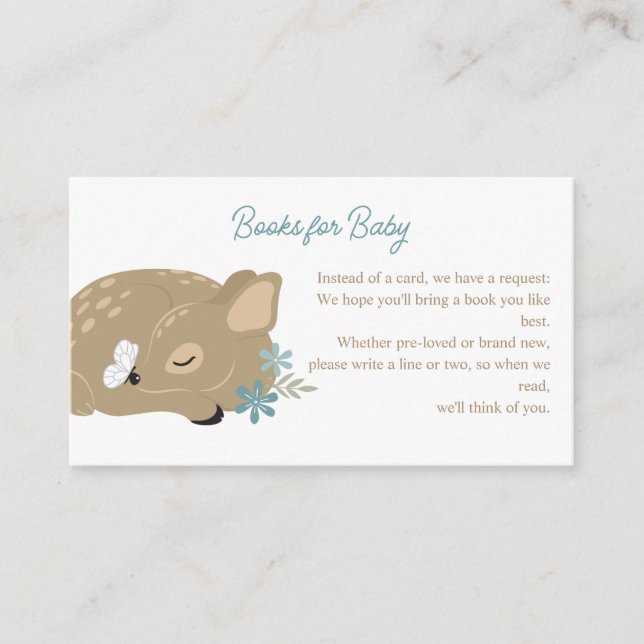 Adorable Fawn Boy Baby Shower Enclosure Card (Front)