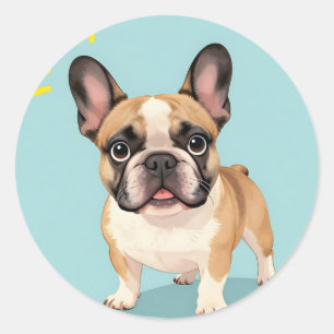 Adorable Fawn French Bulldog Puppy Classic Round Sticker