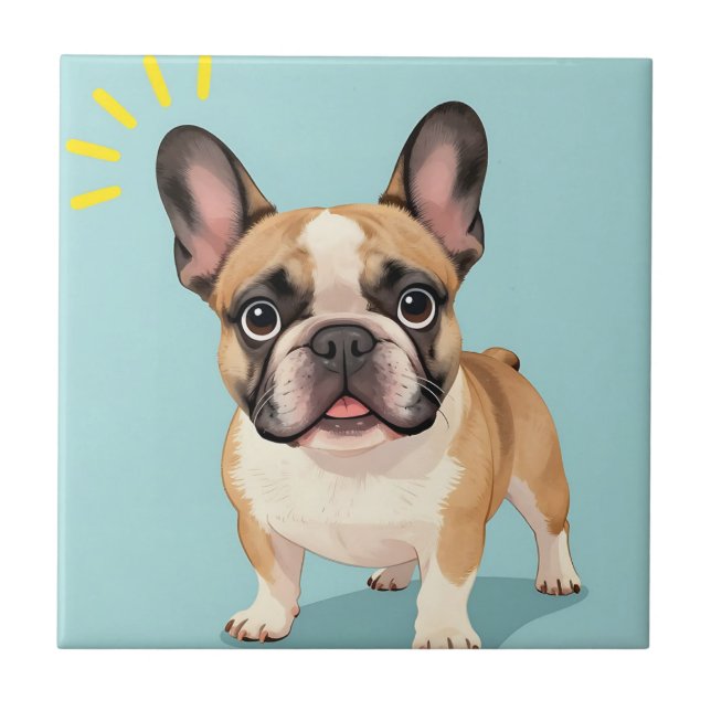 Adorable Fawn French Bulldog Puppy  Tile (Front)